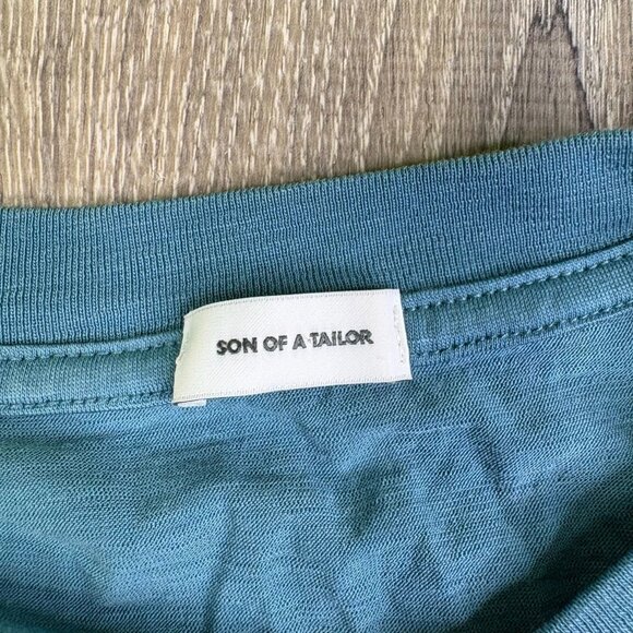 Son Of A Tailor Mens Cerulean Blue Merino Wool Crewneck Long Sleeve T-Shirt XL - Picture 10 of 12